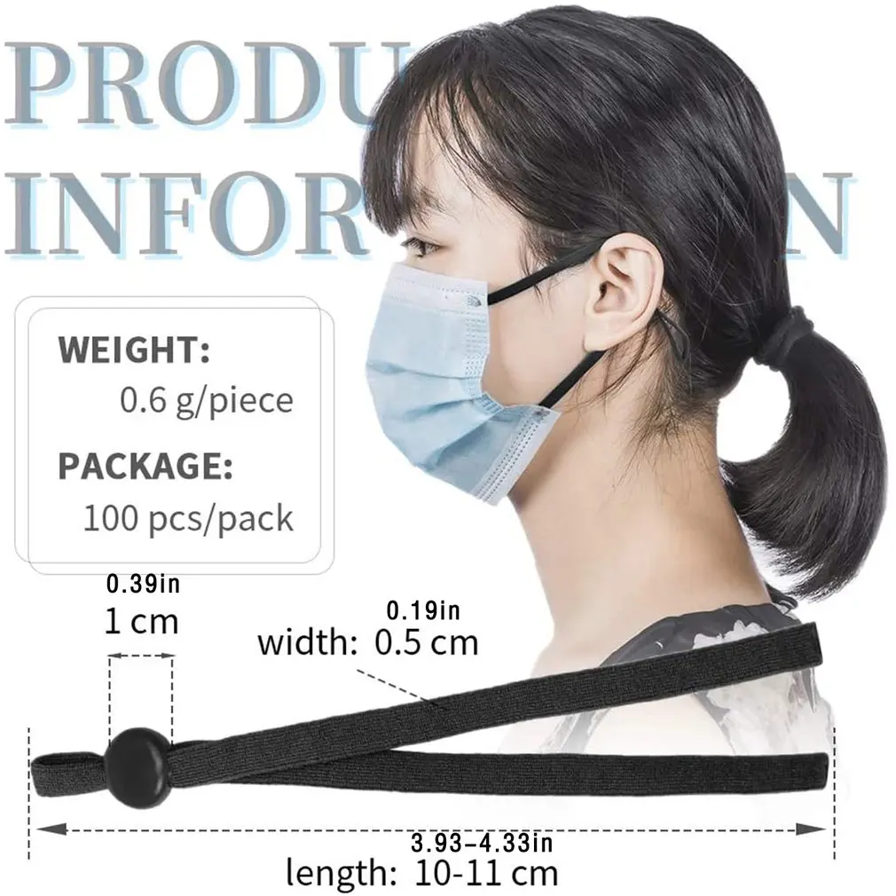 

Adjustable Mask Rope Adjustment Buckle Nylon + Spandex Material Non-slip Durable Flat Buckle + Mask Rope