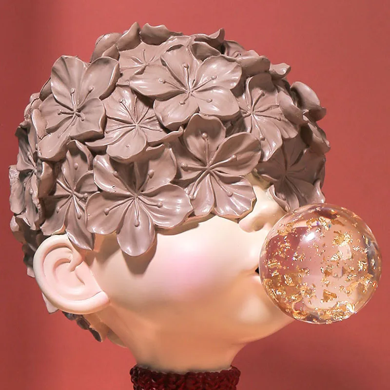 

BOUSSAC Nordic Modern Crystal Bubble Gum Boy Statue Resin Sculpture Home Decorative Tabletop ornaments TV Cabinet Decor