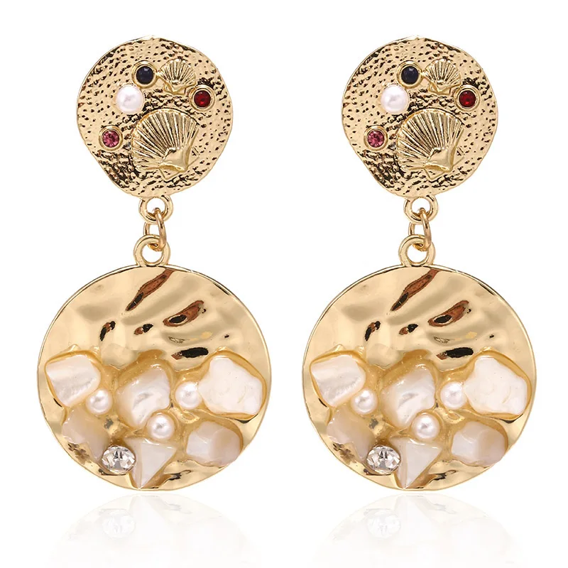 Женские серьги с эмалью жемчугом и метеоритом Роскошные Металлические для