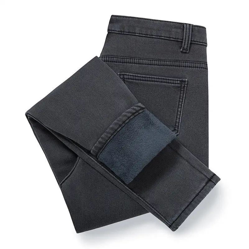 Зимние теплые облегающие джинсы-карандаш для женщин плотные бархатные леггинсы