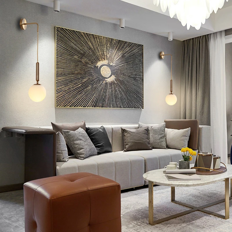 Современный светодиодный стеклянный шар настенная лампа для спальни