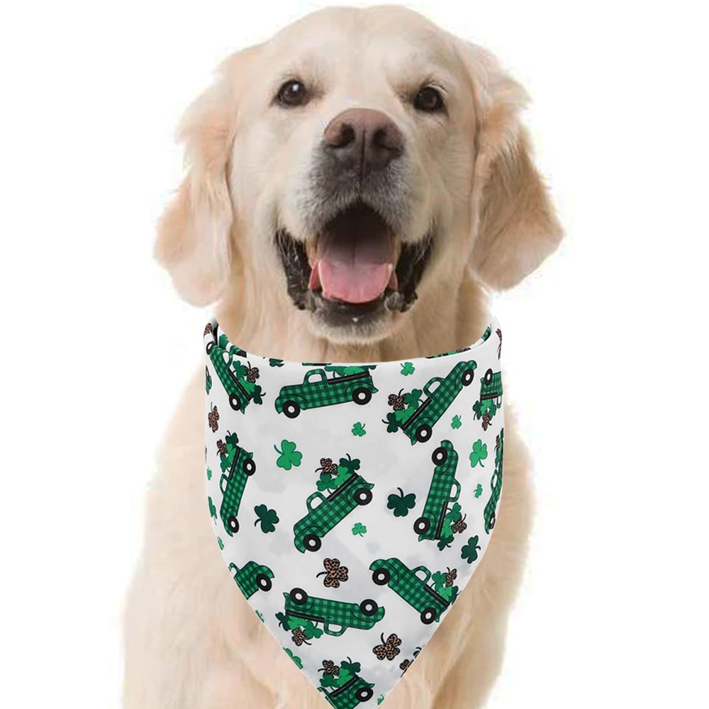 Бандана для собак на День Св. Патрика с ирландским клевером двусторонний платок в