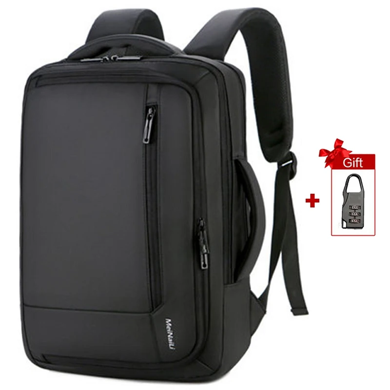 Black with lock Умный мужской рюкзак, мужской рюкзак, usb зарядка, 15,6 дюймов, для ноутбука, водонепроницаемые Рюкзаки, большая емкость, рюкзак для путешествий - Цвет: Black with lock