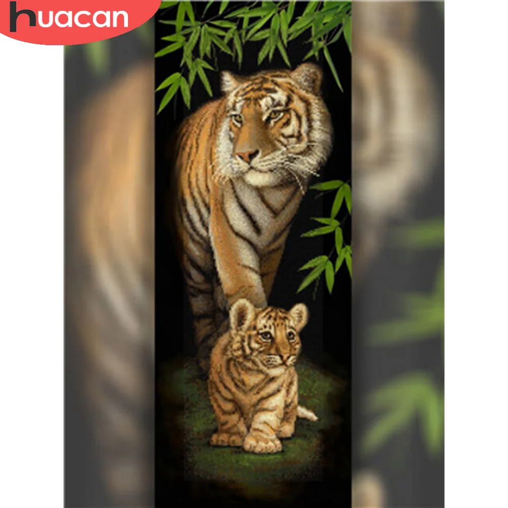 

HUACAN Алмазная картина животное полная дрель Настенная Наклейка Алмазная Вышивка Тигр алмазное искусство