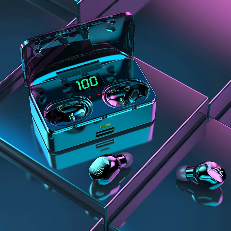 

TWS Wireless Earphones Sports Bluetooth 5.0 Earbuds Touch Control With Button Light LED Display Charging Case Noise Canceling