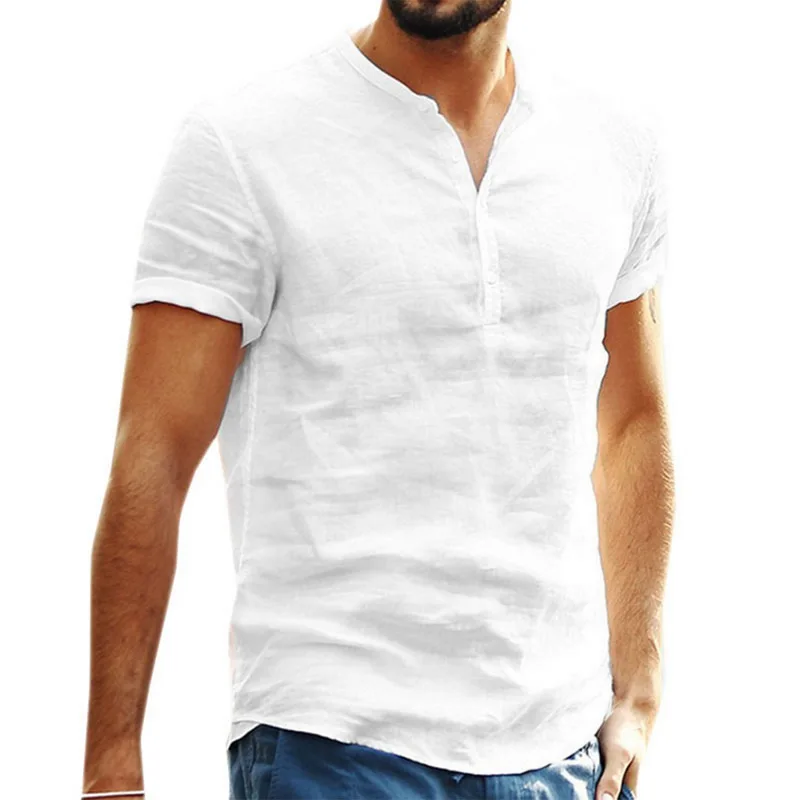 

2021 New Mens Spring Summer Casual Shirt Short Sleeve Shirts Men Loose Collar Button Shirt