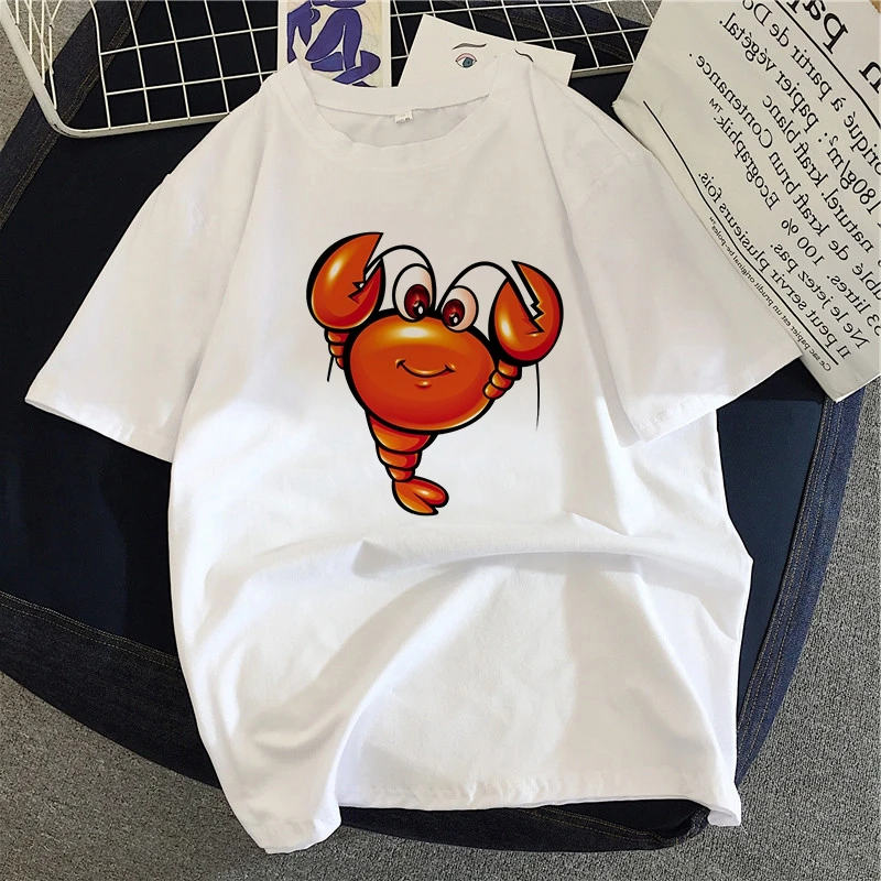 

Women Summer Fashion Tops TShirts Cute LobsterlingT Shirt Short Sleeve Round Nack T-Shirts Leisure Top Tee Casual Ladies Tshirt