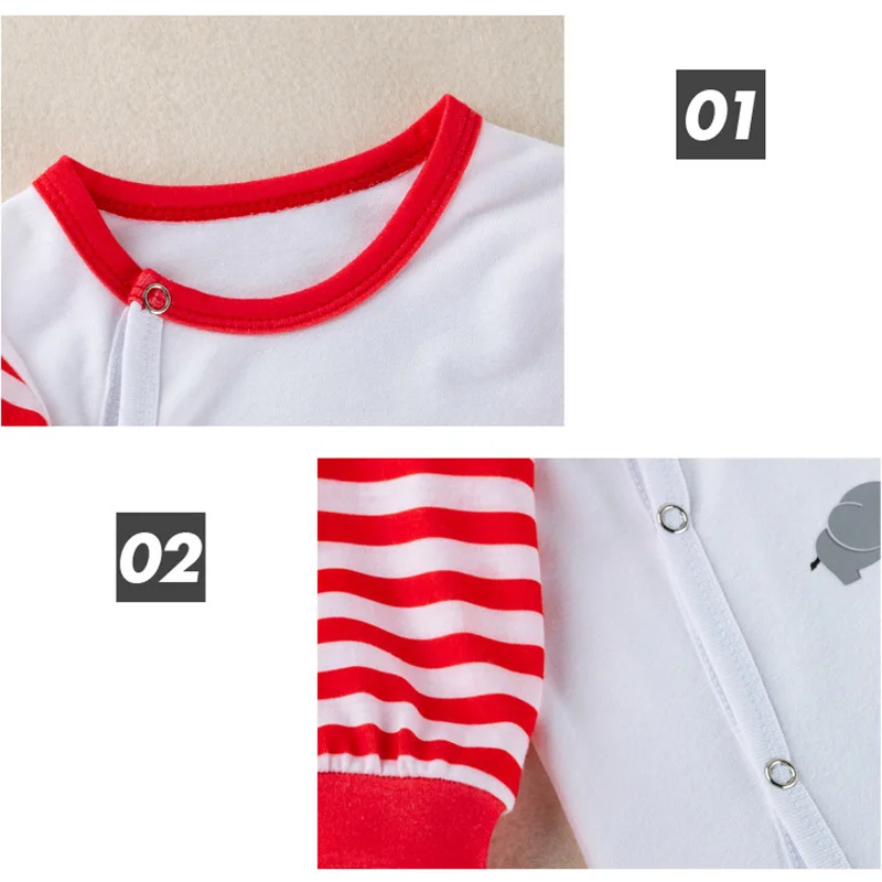 

Spring and Autumn New Clothes Infant White Striped Cartoon Romper 0-24M Baby Boys and Girls Long Sleeve Cotton Soft Bodysuits