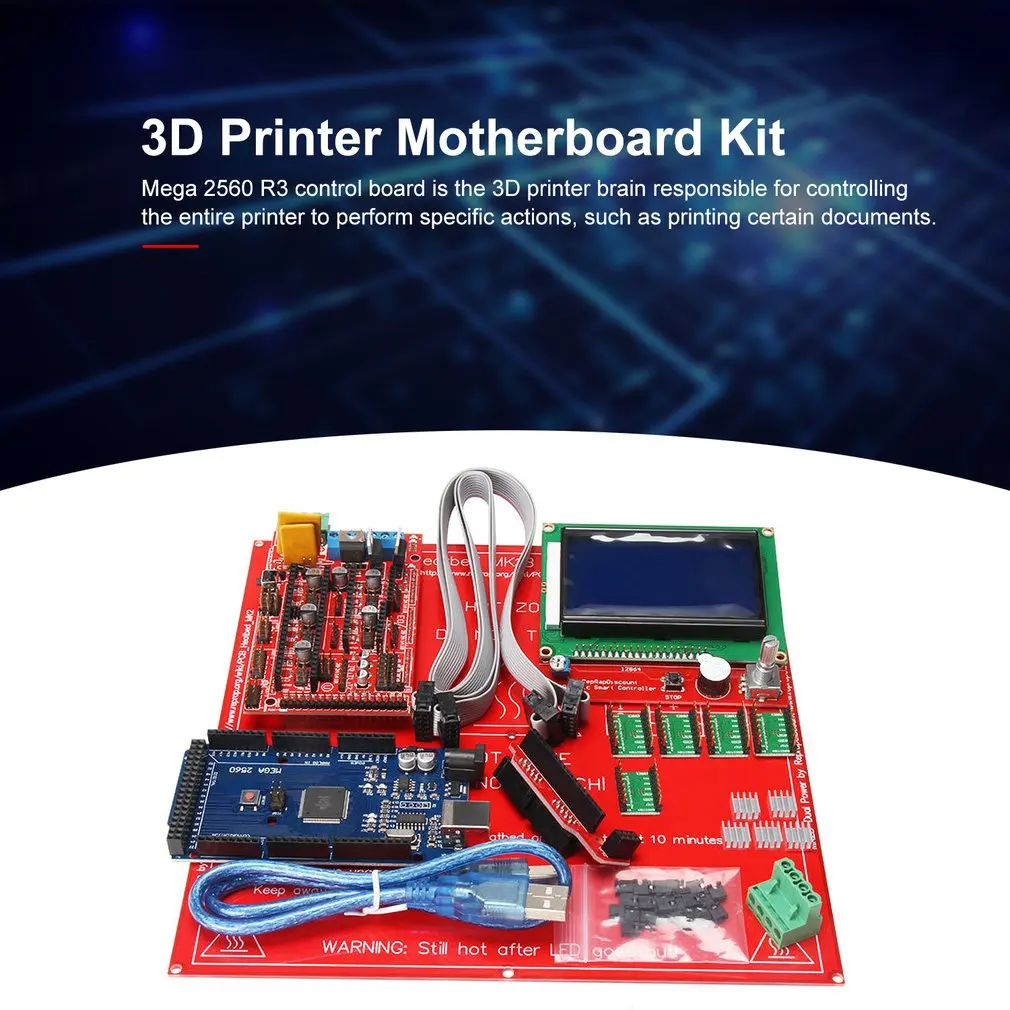 3D Printer Kit Motherboard Set with RAMPS 1.4 + Mega 2560 5pcs A4988 Module 12864LCD Control Panel | Электроника
