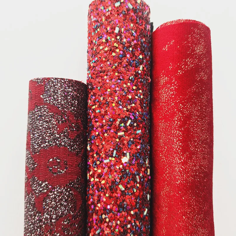 3 шт./компл. Рождественская Красная Блестящая виниловая ткань сочетающаяся с