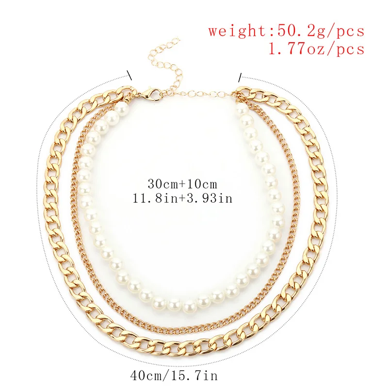 RE White Pearl Statement Handmade Short Necklace Punk Mix Multilayer Baroque Metal Fashion Choker Women Wedding Jewelry | Украшения и