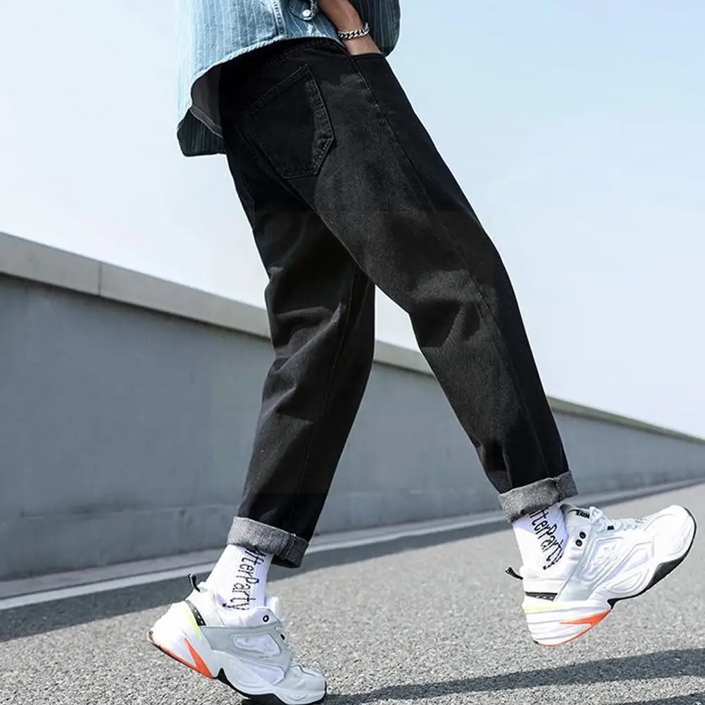 

Loose Men Jeans Male Trousers Simple Design High Quality Pants All-match Cozy Daily Straight Students Denim Casual D8x3