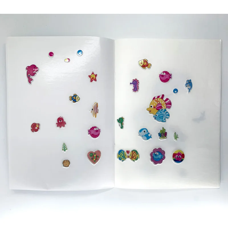 Libro de colecci&oacute;n de pegatinas de dibujos animados para ni&ntilde;os, juguete artesanal, &aacute;lbum de pegatinas de oc&eacute;ano hecho a mano, juego de puzle, juguetes infantiles-4