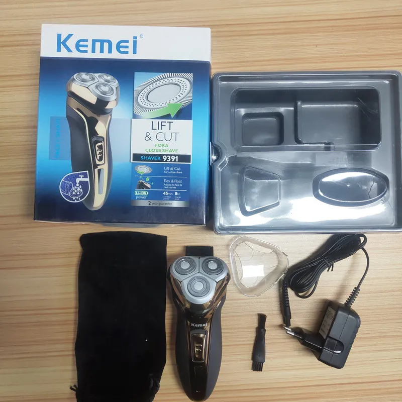 Перезаряжаемая Водонепроницаемая профессиональная бритва Kemei для бороды мужчин