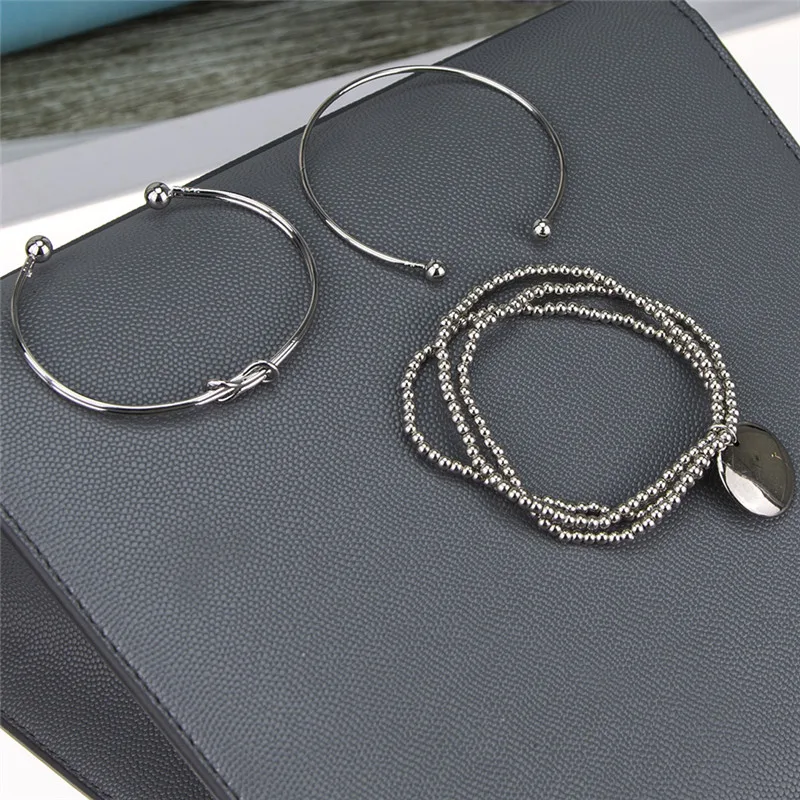 3 шт. женский модный простой браслет с цепочкой и бусинами Набор браслетов в стиле