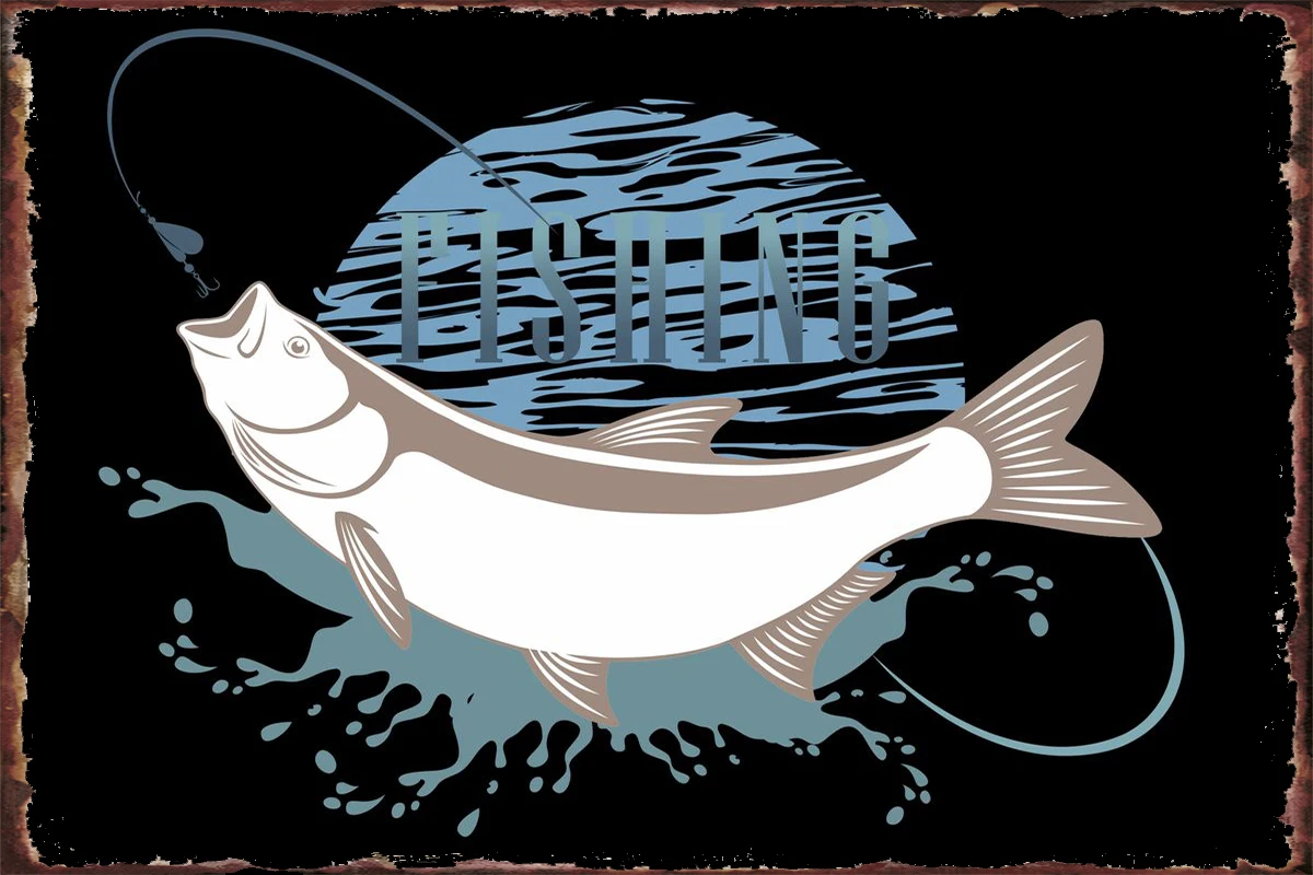 Жестяные таблички с винтажным металлическим знаком для рыбалки оловянные