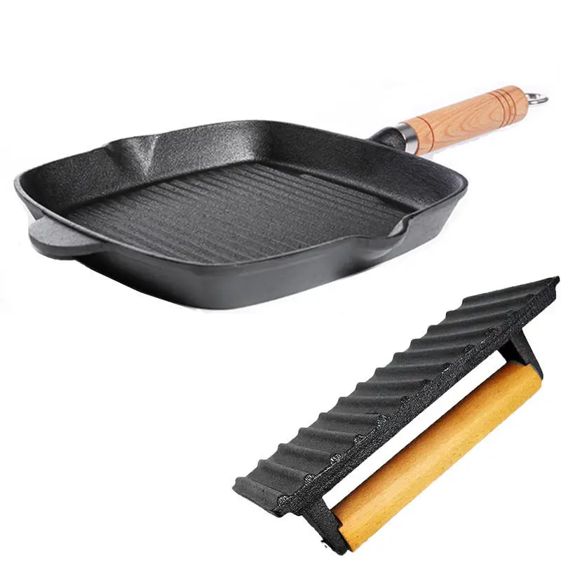 

Cast Iron Steak Frying Pan Striped Steak Pan Fried Sirloin Special Pot Flat Frying Pan Ollas De Cocina Kitchen Cookware Cast