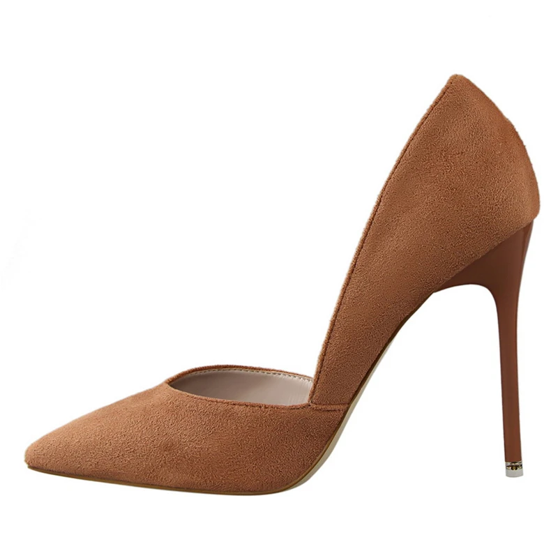 

2020 Newest Women's Sexy High Heel D'Orsay & Two-Piece Thin Heel Pointed Toe Pumps 10.5cm Work Shoes OL Pumps Brown Shoes Woman