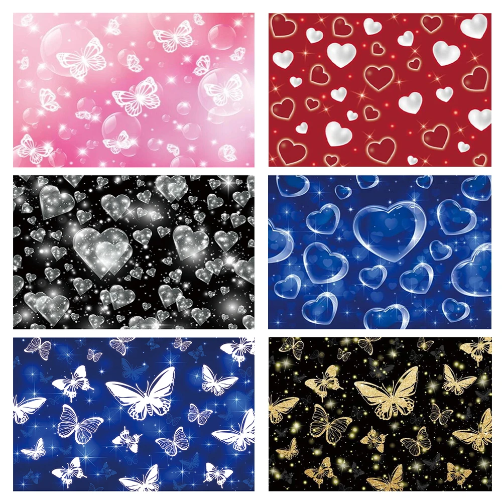 Early 2000s Backdrop Heart Butterfly Sweet 16 18 20 30th Birthday Woman Girl Birthday Party Photography Background PhotoBooth