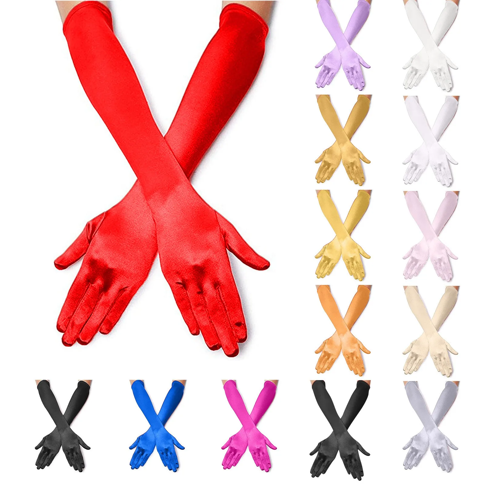 

Перчатки женские атласные однотонные, элегантные защитные митенки с длинными пальцами, вечерние, 1 пара