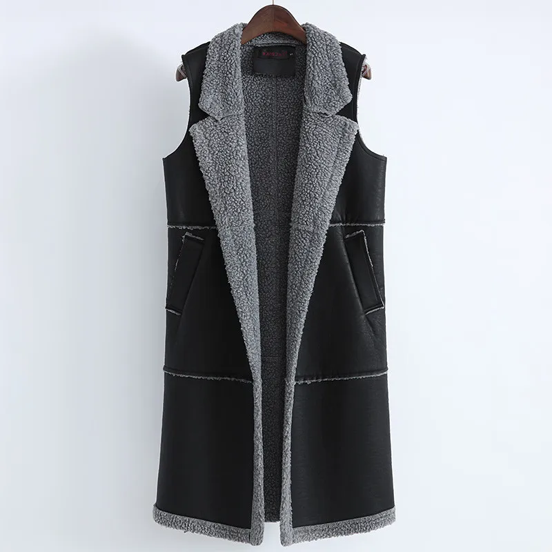 Осенне-зимний женский жилет из искусственной кожи теплые плотные бархатные
