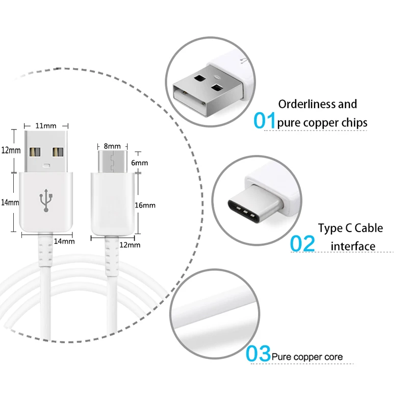 Оригинальный зарядный кабель Samsung типа c 1 2 м быстрая зарядка USB 3 Тип C для galaxy S8 s9
