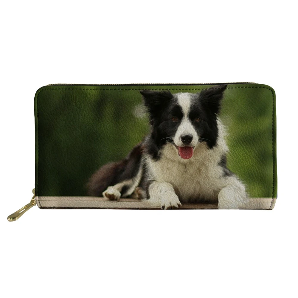 WHEREISART 3D Border Collie женский клатч с животным принтом Длинный кошелек индивидуальный