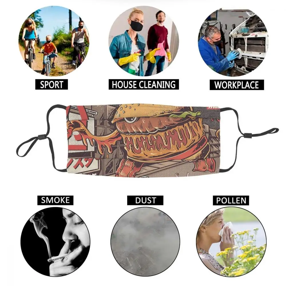 

BurgerZilla Hamburger Unisex Non-Disposable Face Mask Fast Food Anti Haze Dustproof Protection Cover Respirator Mouth Muffle