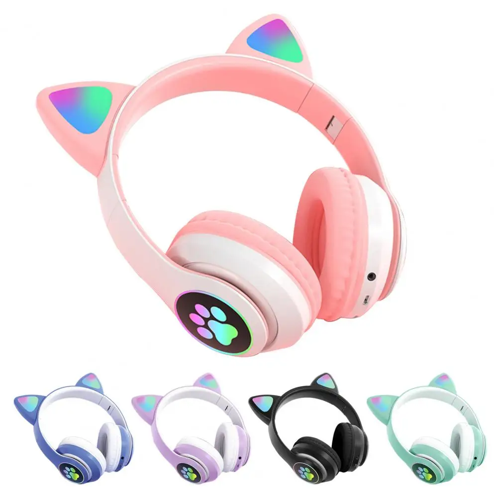 

STN28 cute head-mounted heavy bass Bluetooth headset, colorful cat's claw LED effect, live voice Bluetooth wireless card headset