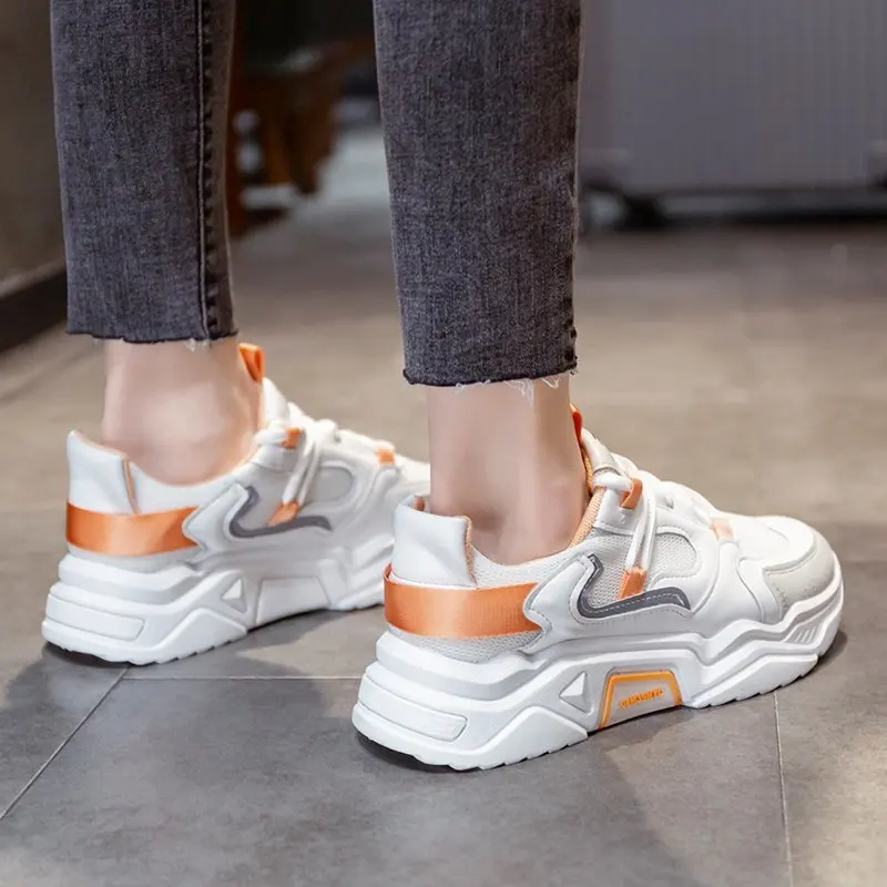 Для женщин на не сужающемся книзу массивном кроссовки высокой платформе 5 см