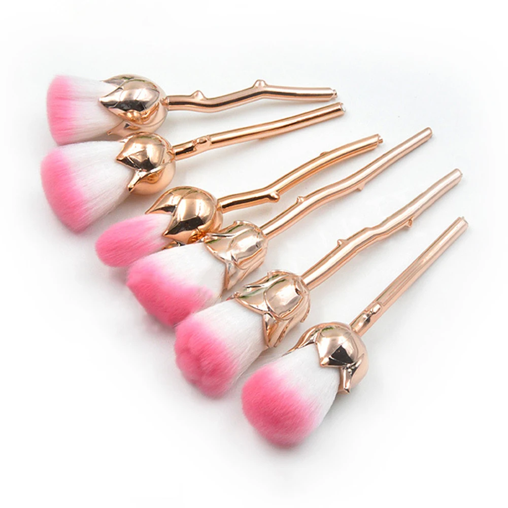 

6Pcs/Set Rose Shape Golden Handle Blusher Eyeshadow Powder Brush Makeup brushes set Makeup Tool Make up Brush New