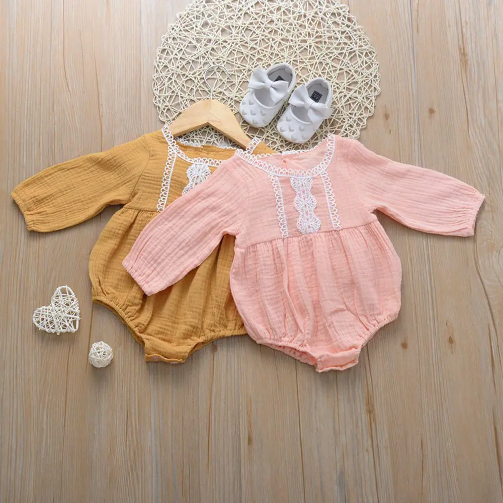 2019 осенний Детский костюм для девочек детский кружевной комбинезон с длинным