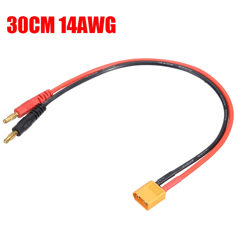 30CM 14AWG 1 шт. XT60 штекер до 4 мм разъемы линия 12AWG/14AWG зарядный кабель 15 см/30 см литиевая батарея баланс зарядки адаптер линия - Цвет: 30CM 14AWG