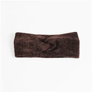 dark brown Free shipping knitting women hairbands girl's headbands lady's headwear hair accessories Wide yoga headwrap - Цвет: dark brown
