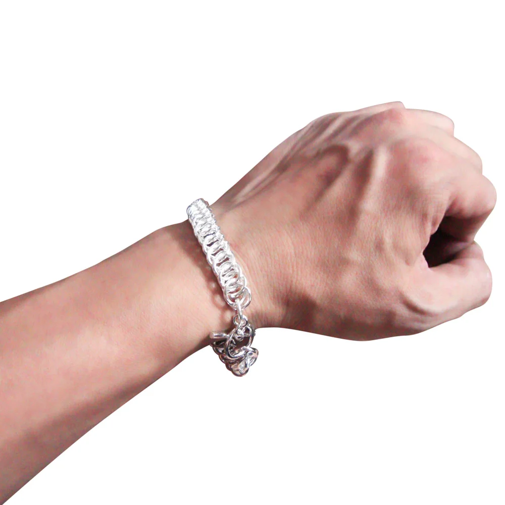 Браслет мужской из серебра 925 пробы с пуговицами|Гибкие и жесткие браслеты| |