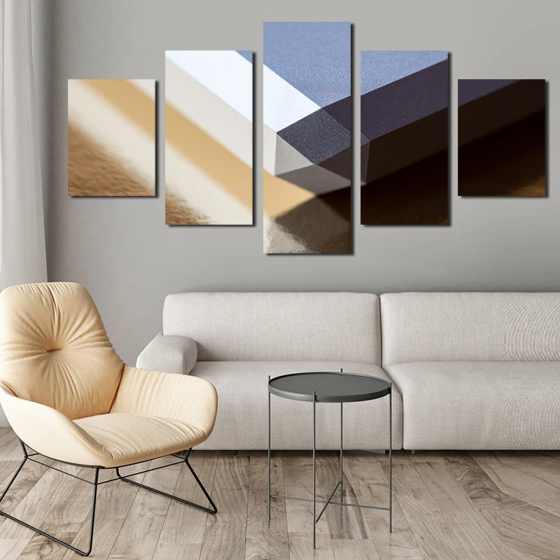 5pcs Abstract Art Canvas Painting Dark And Light Color With Contrasting Nordic Style Minimalist Printing Poster | Дом и сад
