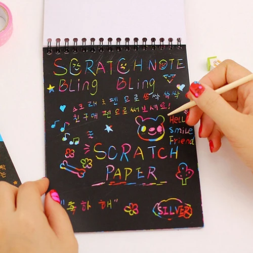 Kids Rainbow Colorful Scratch Art Kit Magic Drawing Painting Paper Notebook Gift | Канцтовары для офиса и дома