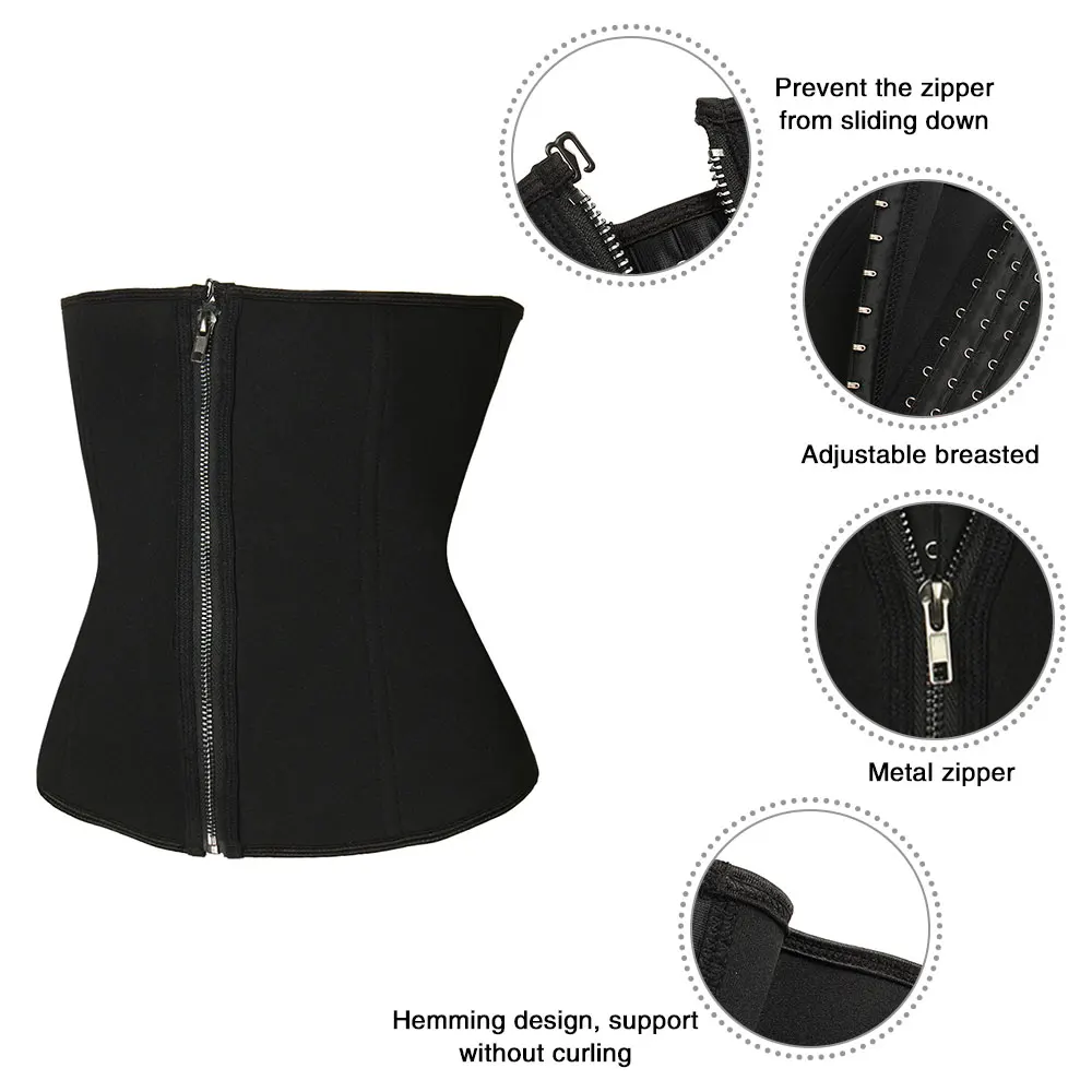 Women Waist Trainer With Zipper Plus Size Best Strapless Shapewear Fast-sweat Neoprene Corset Shaper Bodysuit | Женская одежда