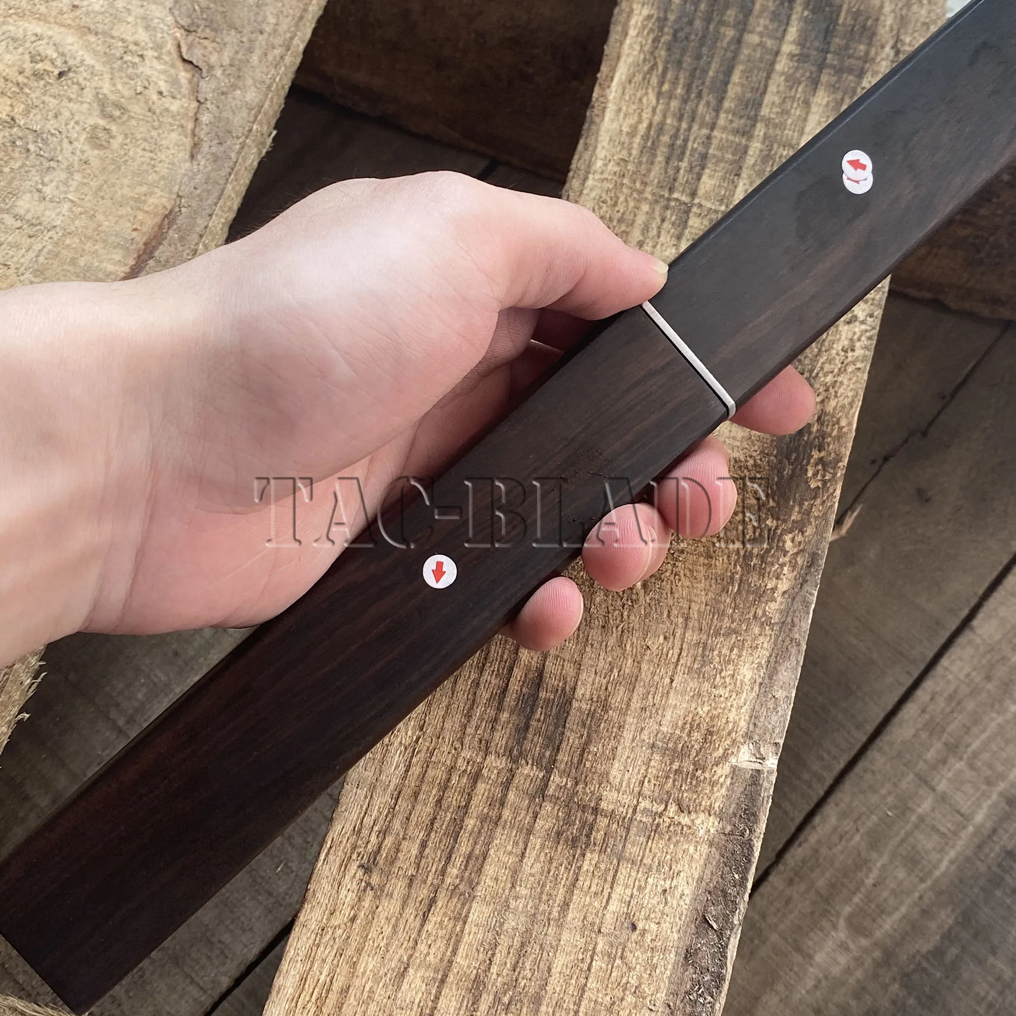 

Samurai Style Tanto Head Wakizashi Full Tang Keel Blade Rectangular Wooden Scabbard Collection Dagger