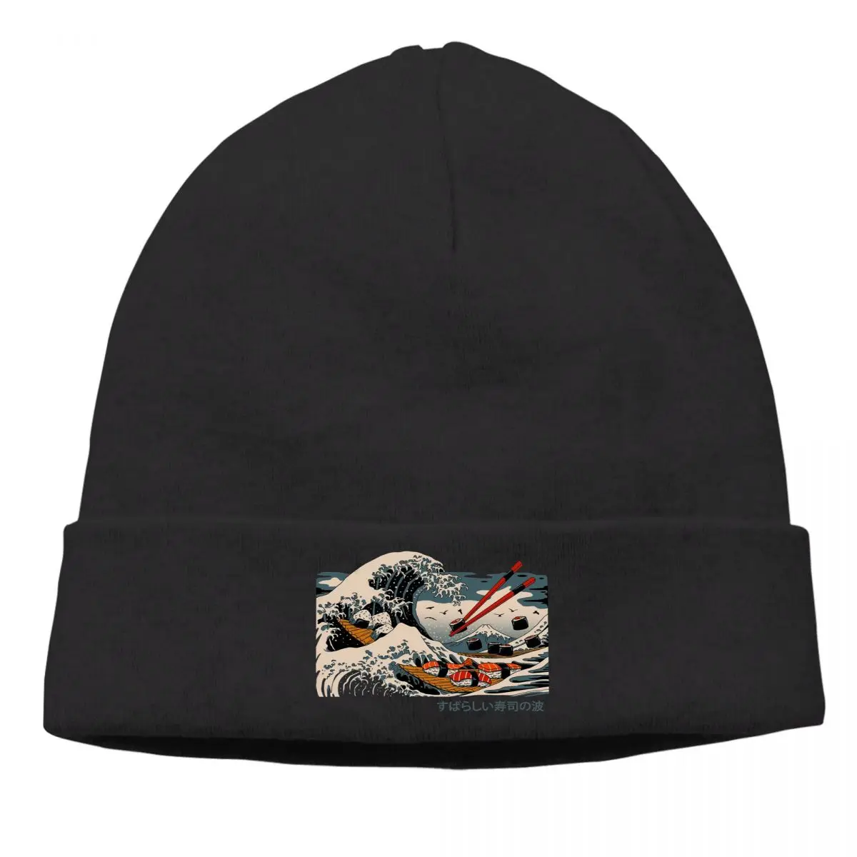 

Sushi Delicious Food Skullies Beanies Caps The Great Wave Knitted Winter Warm Bonnet Hats Hip Hop Ski Cap