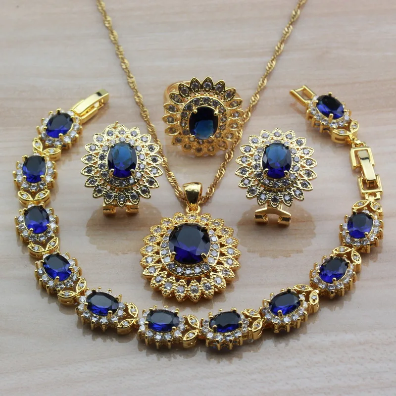 Женский Свадебный комплект из браслета и кольца с фианитом|Ювелирные наборы для