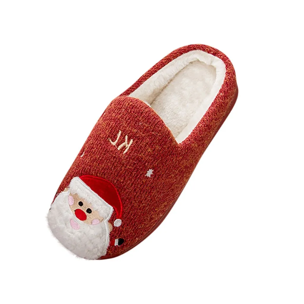 Женские рождественские мягкие зимние тапочки милые плюшевые женские домашние на