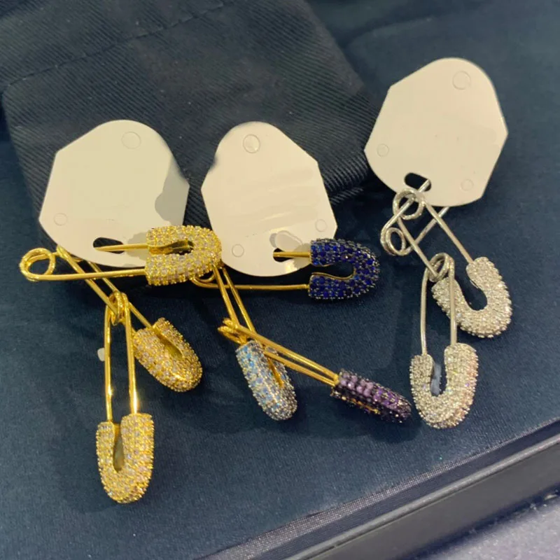 UMGODLY 1 шт. модные серебряные разноцветные синие фиолетовые циркониевые серьги три