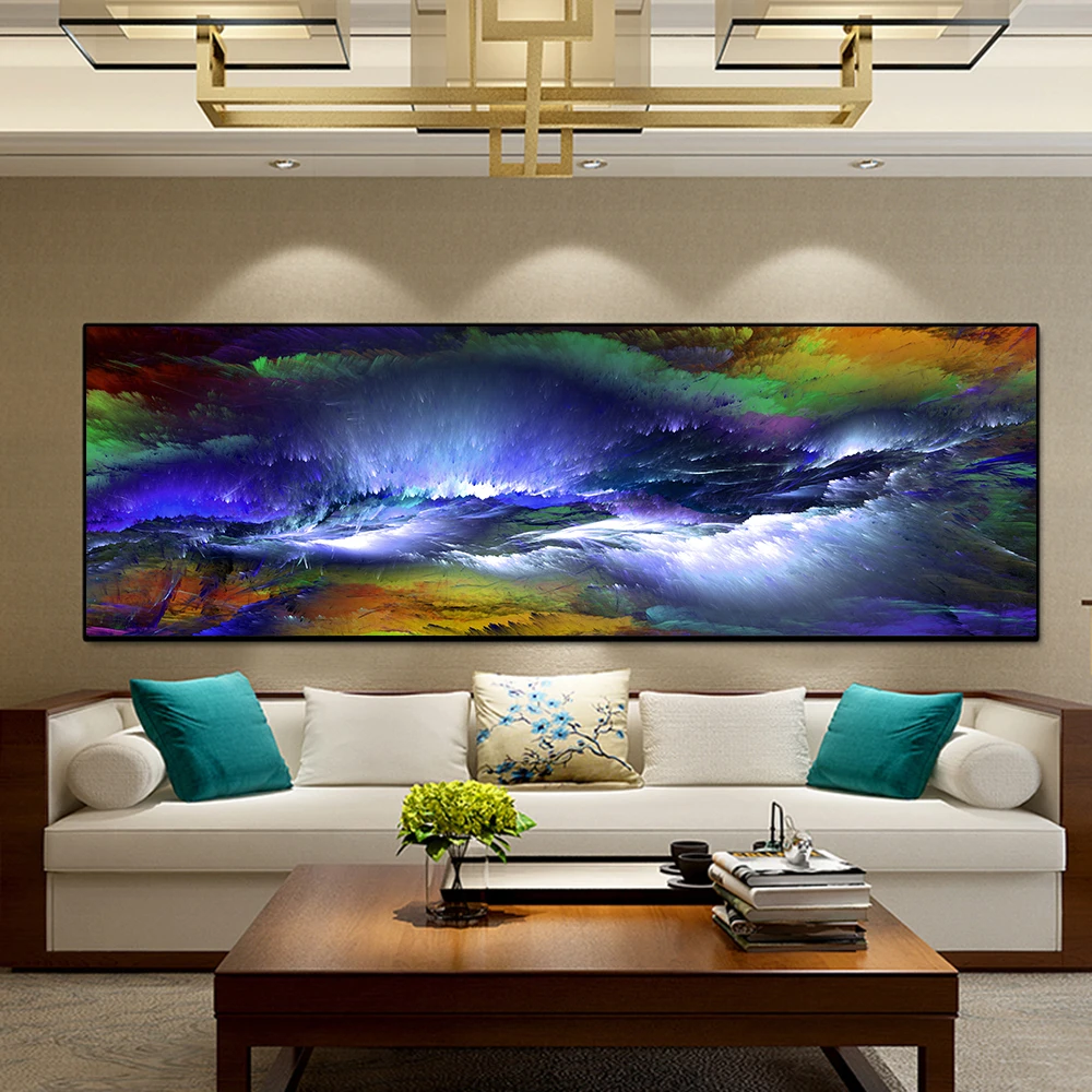 Абстрактная Настенная картина с изображением синего фиолетового светильник ОГО