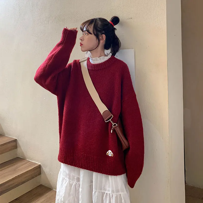 6 colors 2019 autumn and winter candy color loose cartoon dog thick warm sweaters womens pullovers (X1212) | Женская одежда