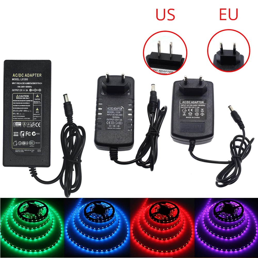 

US EU Plug FULL 12V Power Supply DC12V Unit 2A 3A 5A Transformer AC 110V 220V 220 V To DC 12 Volt Neon LED Driver for Led Strip