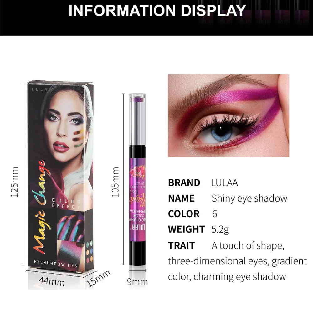 1 шт. блестящие тени для век Хамелеон в форме ручки Сияющие металлические