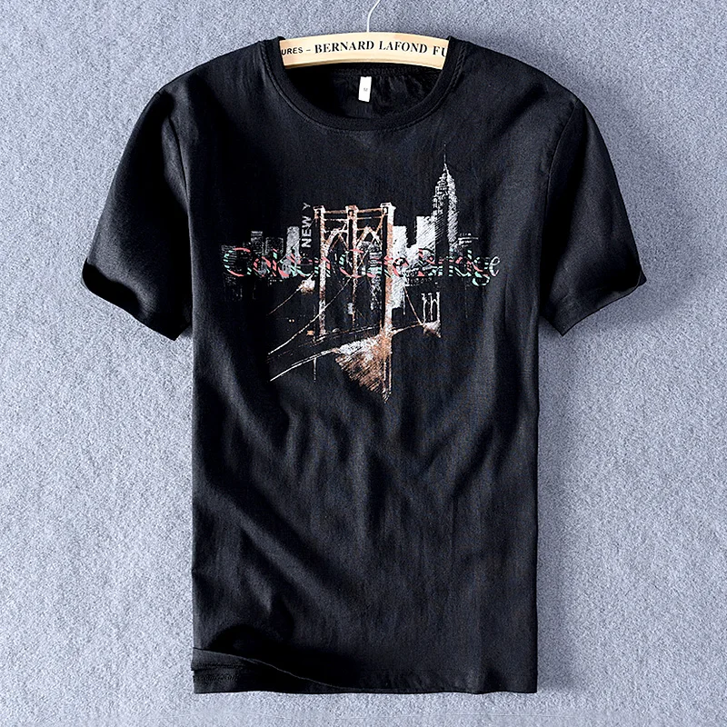 Футболка мужская льняная с коротким рукавом и круглым вырезом | Мужская одежда