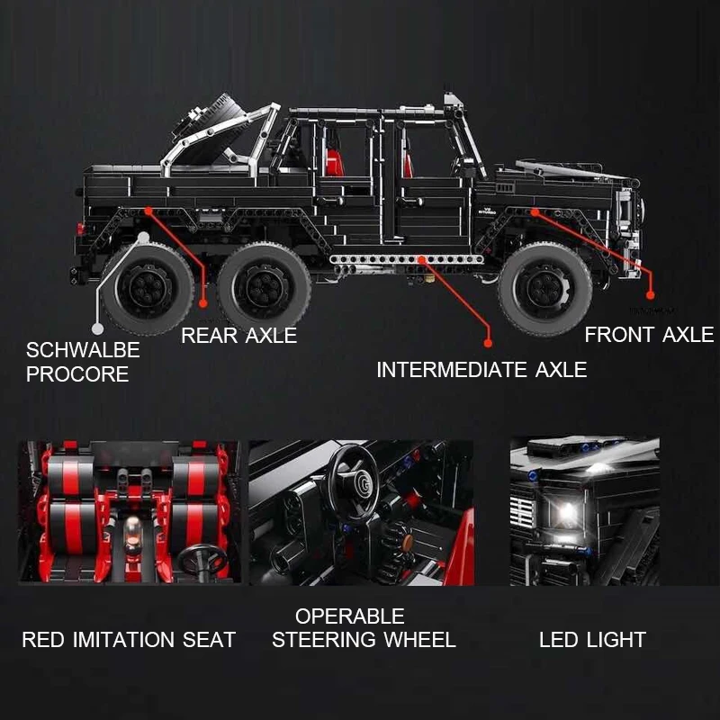 AMG G63 двигатель RC Новый масштаб 1:8 BEnz 6X6 совместимый Technic MOC строительные блоки