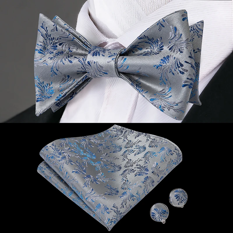 LH-2009 Hi-Tie, роскошный Шелковый мужской галстук-бабочка, галстук-бабочка, набор для мужчин, клетчатый коричневый галстук-бабочка, носовой платок, носовой платок, запонки, набор для мужчин s - Цвет: LH-2009